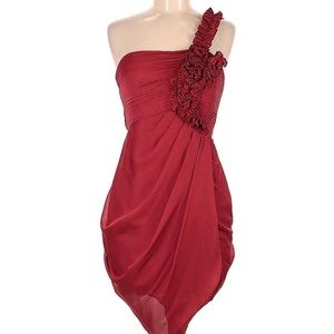 BCBGMaxAzria Draped One-Shoulder pleated Chiffon Mini Dress sz 0-4